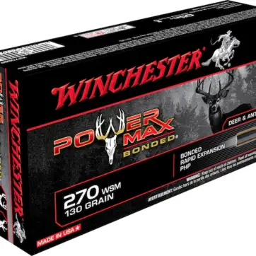 Winchester Power Max Bonded Ammunition 270 Winchester Short Magnum (WSM) 130 Grain Protected Hollow Point 500 Round