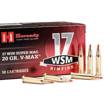 Hornady Ammunition 17 Winchester Super Magnum 20 Grain V-MAX Box of 500
