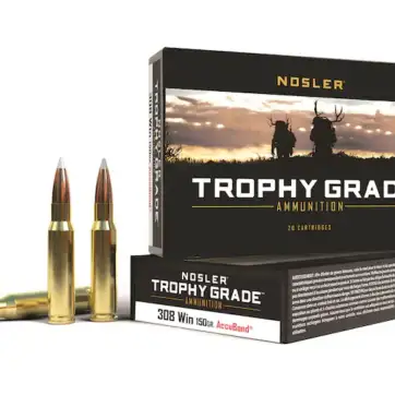 Nosler Trophy Grade Ammunition 308 Winchester 150 Grain AccuBond 500 Round