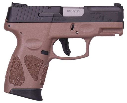 Taurus G2C Semi-Auto Pistol 1G2C93112B, 9mm, 3.2″, Brown Polymer Grip/Frame, Black Finish, 12 Rds