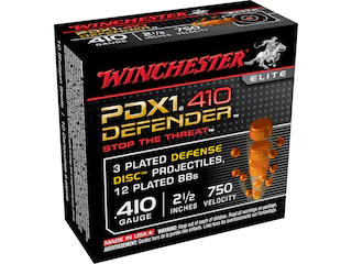 Winchester PDX1 Defender Ammunition 410 Bore 2-1/2″ 3 Disks over 1/4 oz BB Box of 10