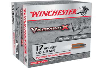 Winchester VARMINT X RIFLE .17 Hornet 20 grain Rapid Expansion Polymer Tip Centerfire Rifle Ammunition X17P Caliber: .17 Hornet, Number of Rounds 500