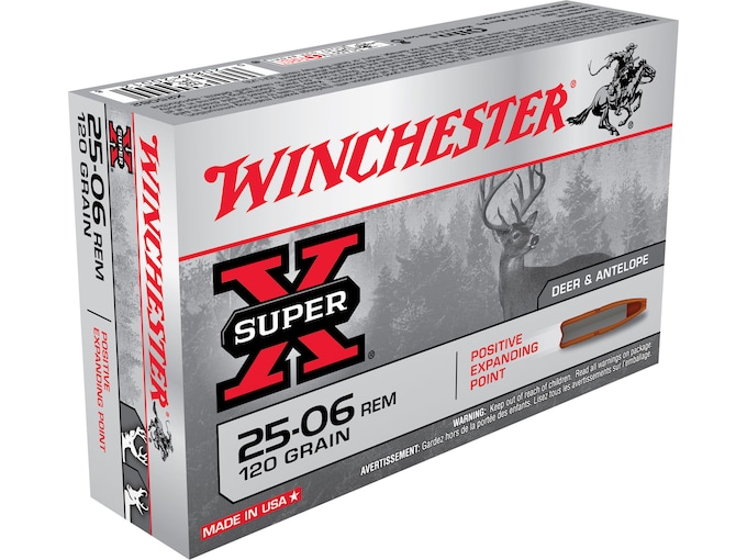 Winchester Super-X Ammunition 25-06 Remington 120 Grain Positive Expanding Point 500 Round