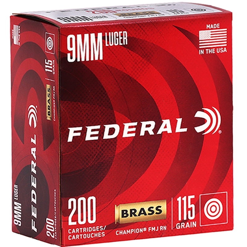 Federal Champion 9mm Ammo 115 Grain Full Metal Jacket 1000 Rounds