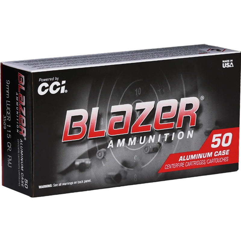 CCI BLAZER 9MM AMMO 115 GRAIN FULL METAL JACKET ALUMINUM