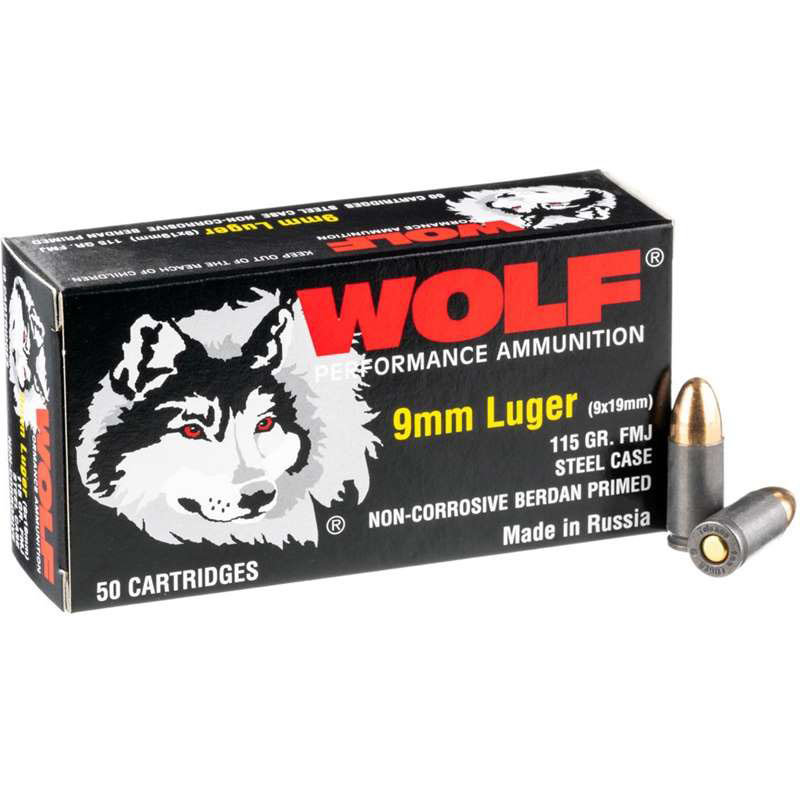 Wolf Performance 9mm Ammo 115 Grain Full Metal Jacket